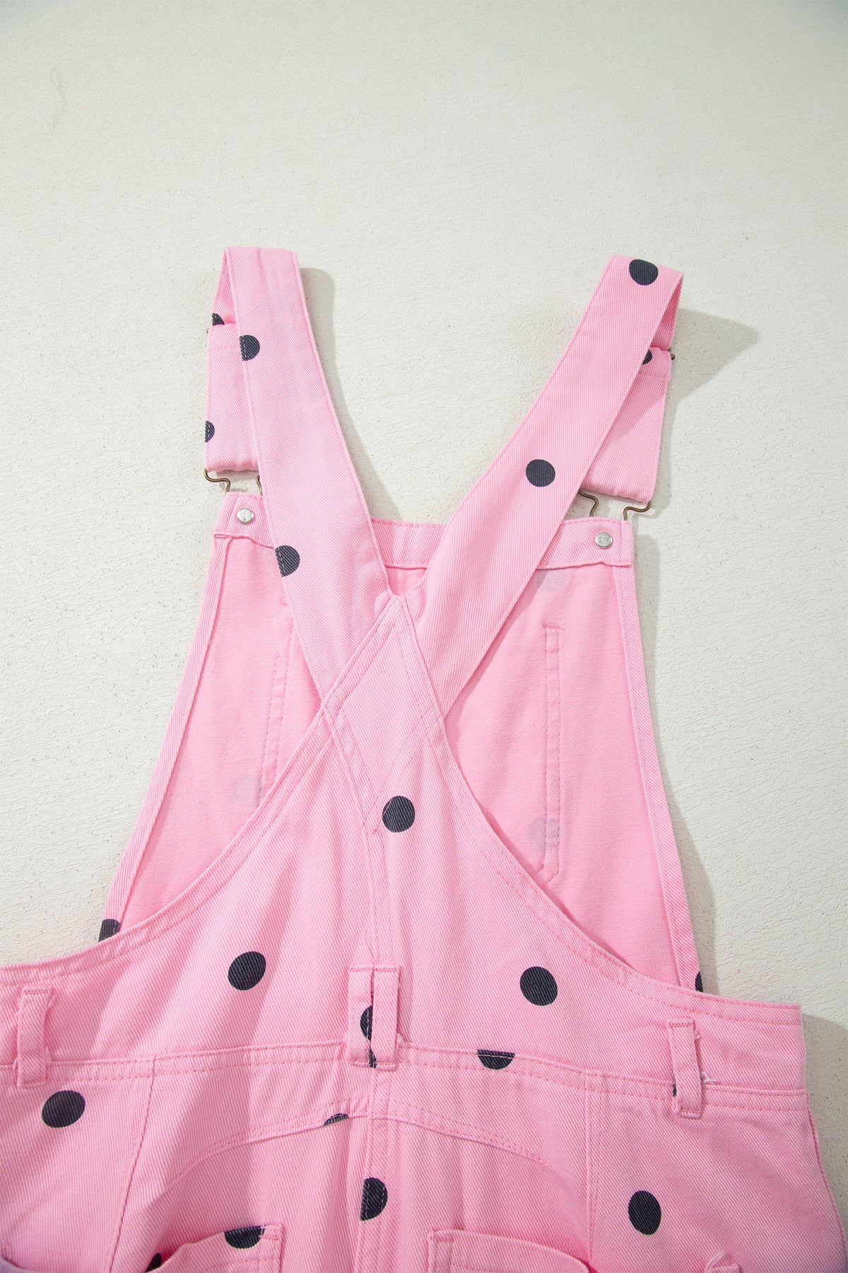 Phalaenopsis Polka Dot Print Bib Pocket Denim Barrel Overalls Jumpsuit