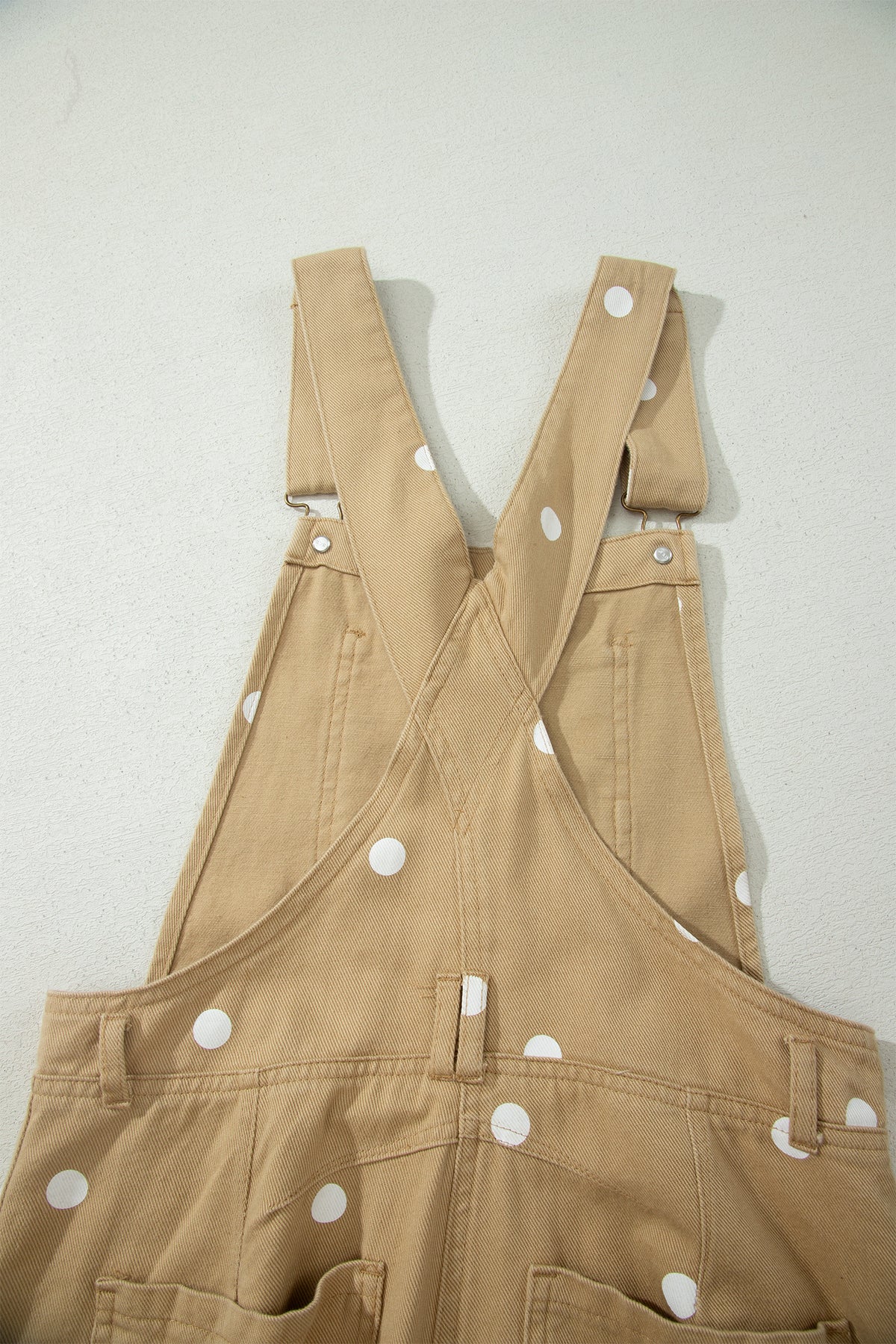 Phalaenopsis Polka Dot Print Bib Pocket Denim Barrel Overalls Jumpsuit
