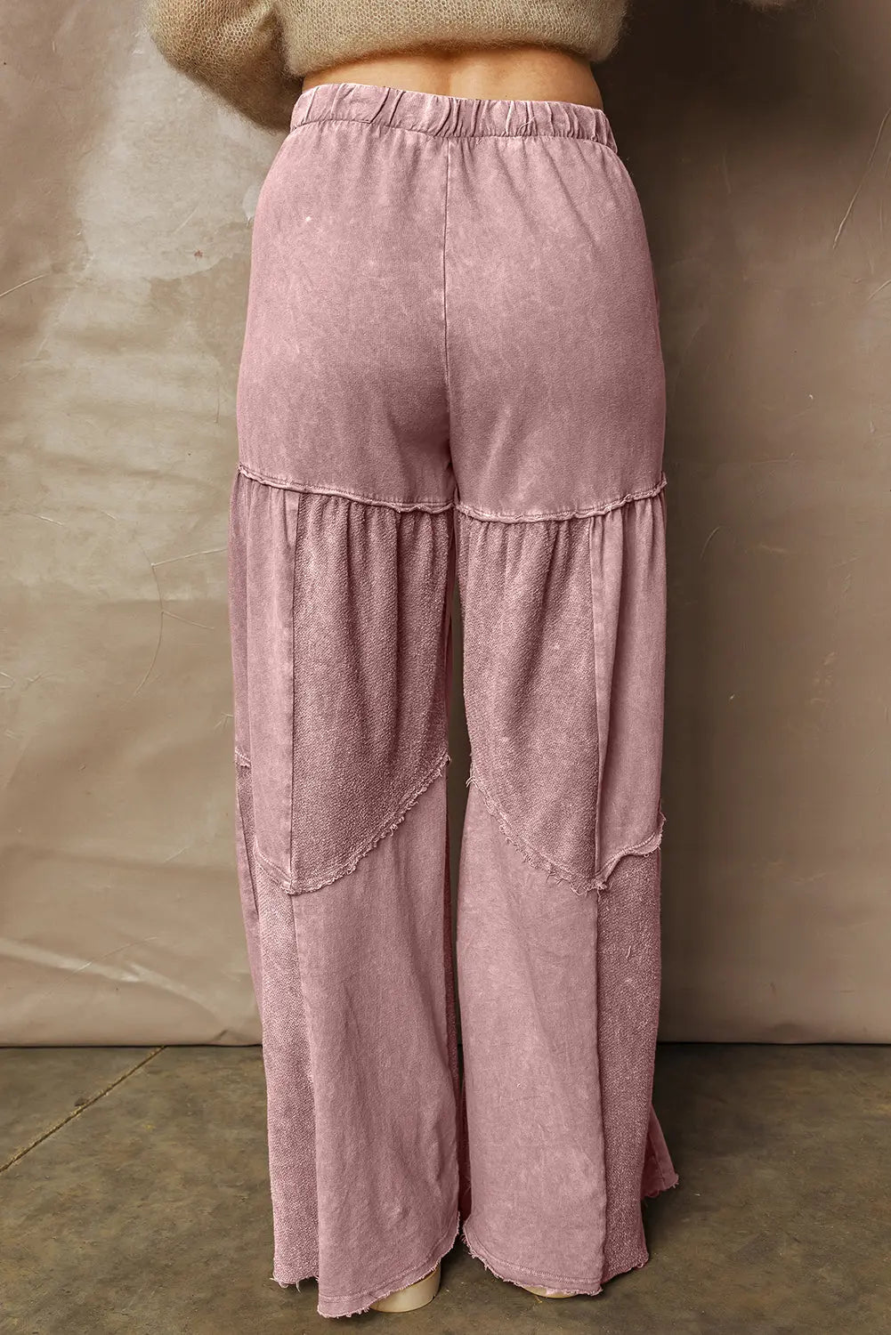 Careys Mineral Wash Tiered Wide Leg Patchwork Drawstring Pants Dear-Lover Dropshipping