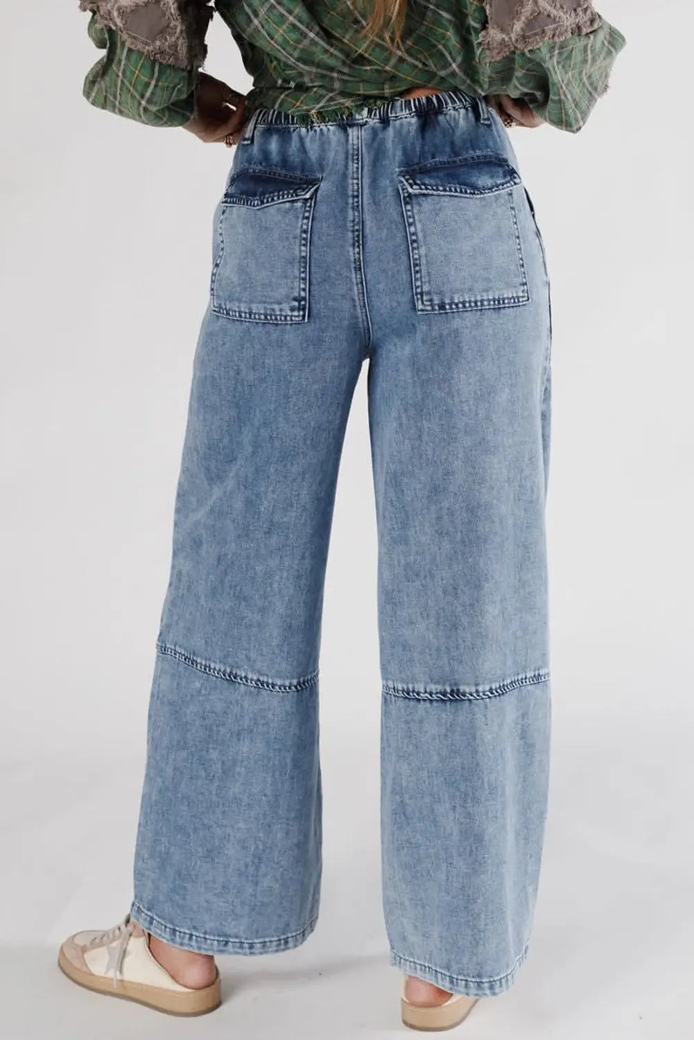 Ashleigh Blue Acid Wash Exposed Seam Drawstring Elastic Waistband Jeans Dear-Lover Dropshipping