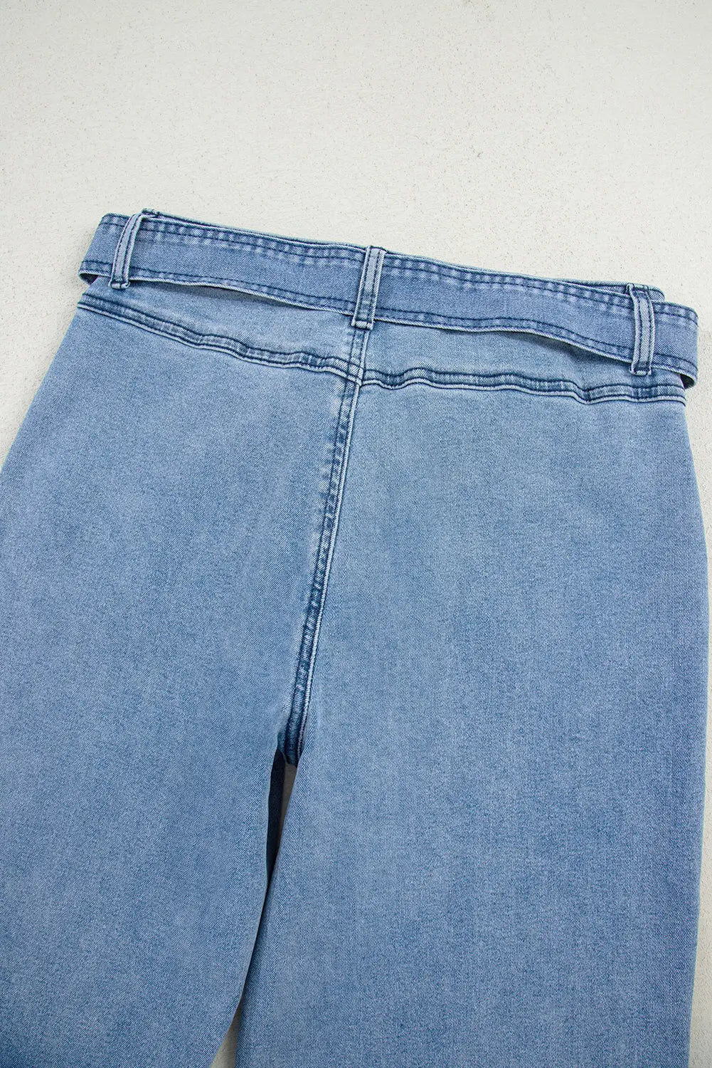Beau Blue Western Washed Bow Knot Sash Wide Leg Jeans Dear-Lover Dropshipping