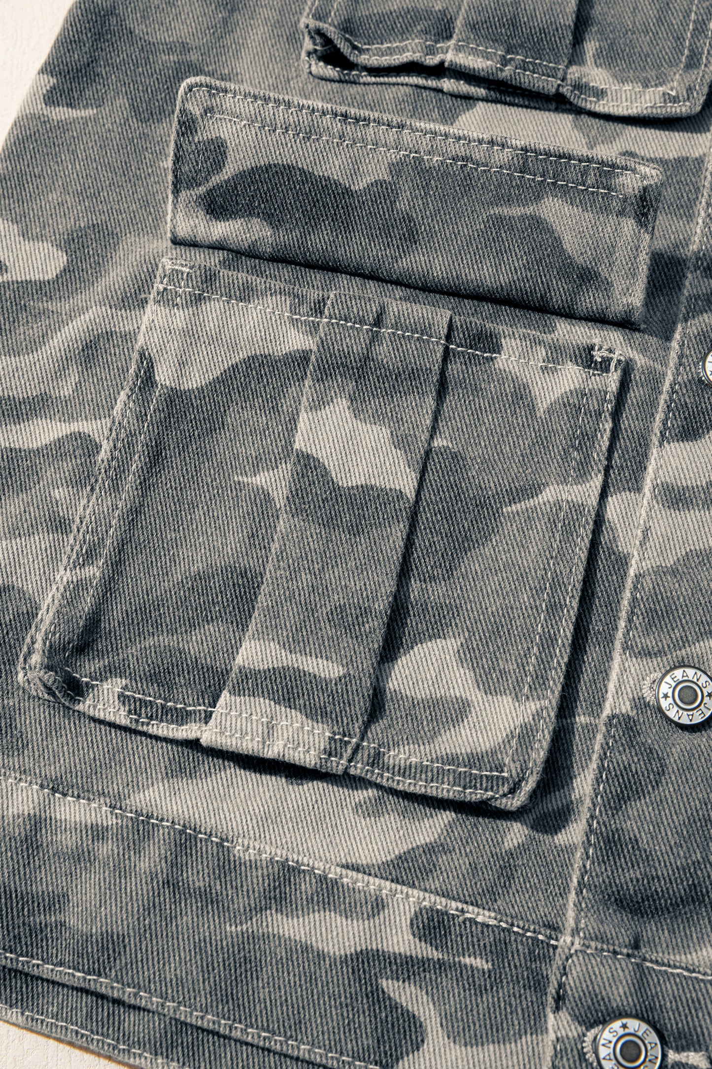 Green Camo Cargo Denim Vest