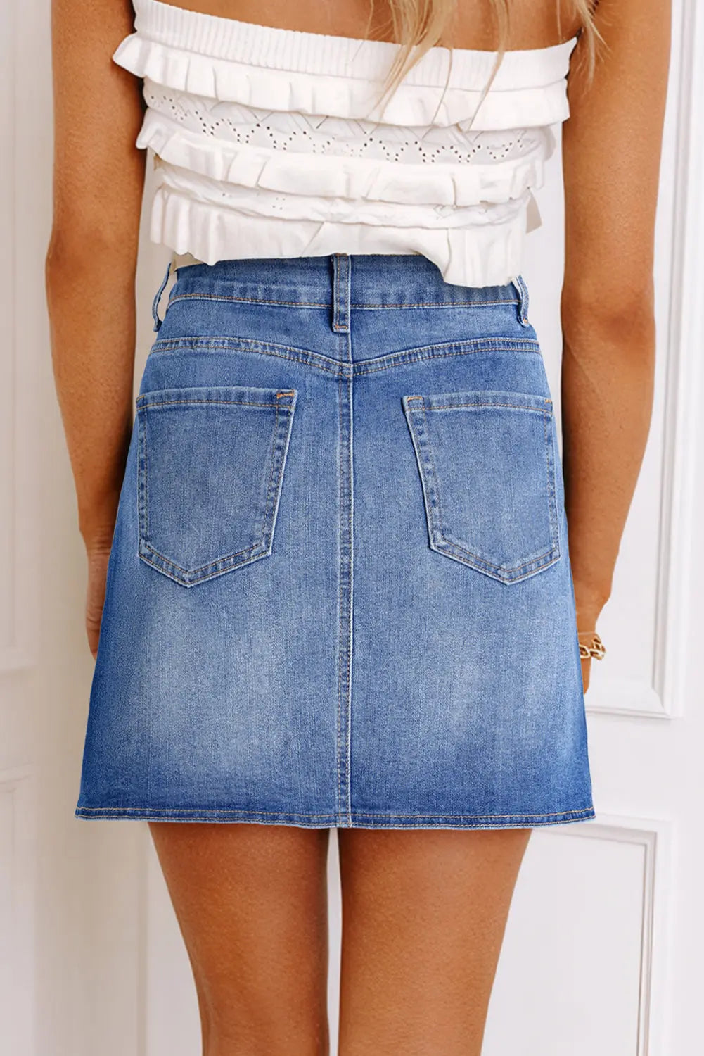 Ashleigh Blue Wrapped Crossed Waist Denim Mini Skirt Dear-Lover Dropshipping