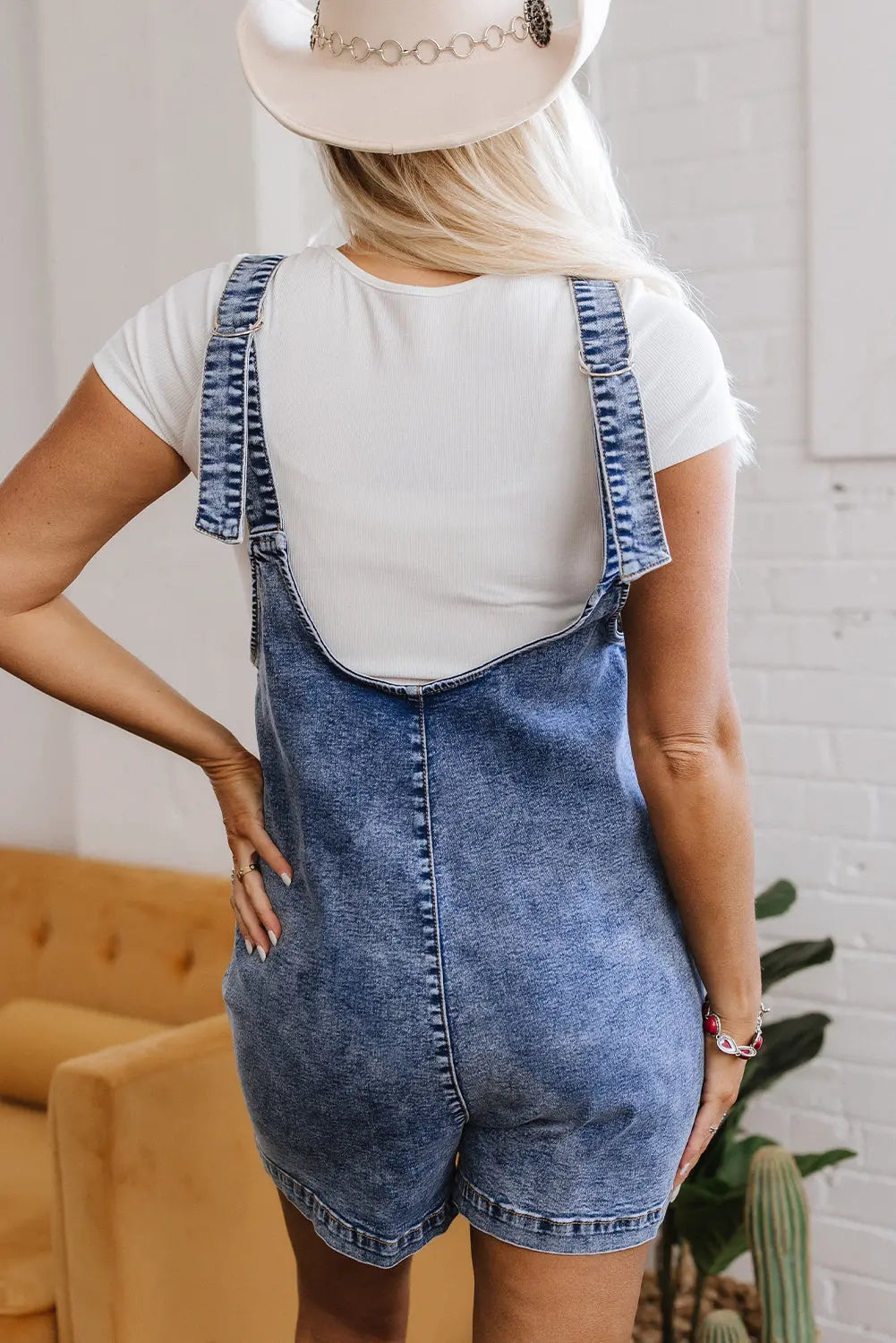 Dusk Blue Sleeveless U Neck Patched Pocket Denim Romper Dear-Lover Dropshipping