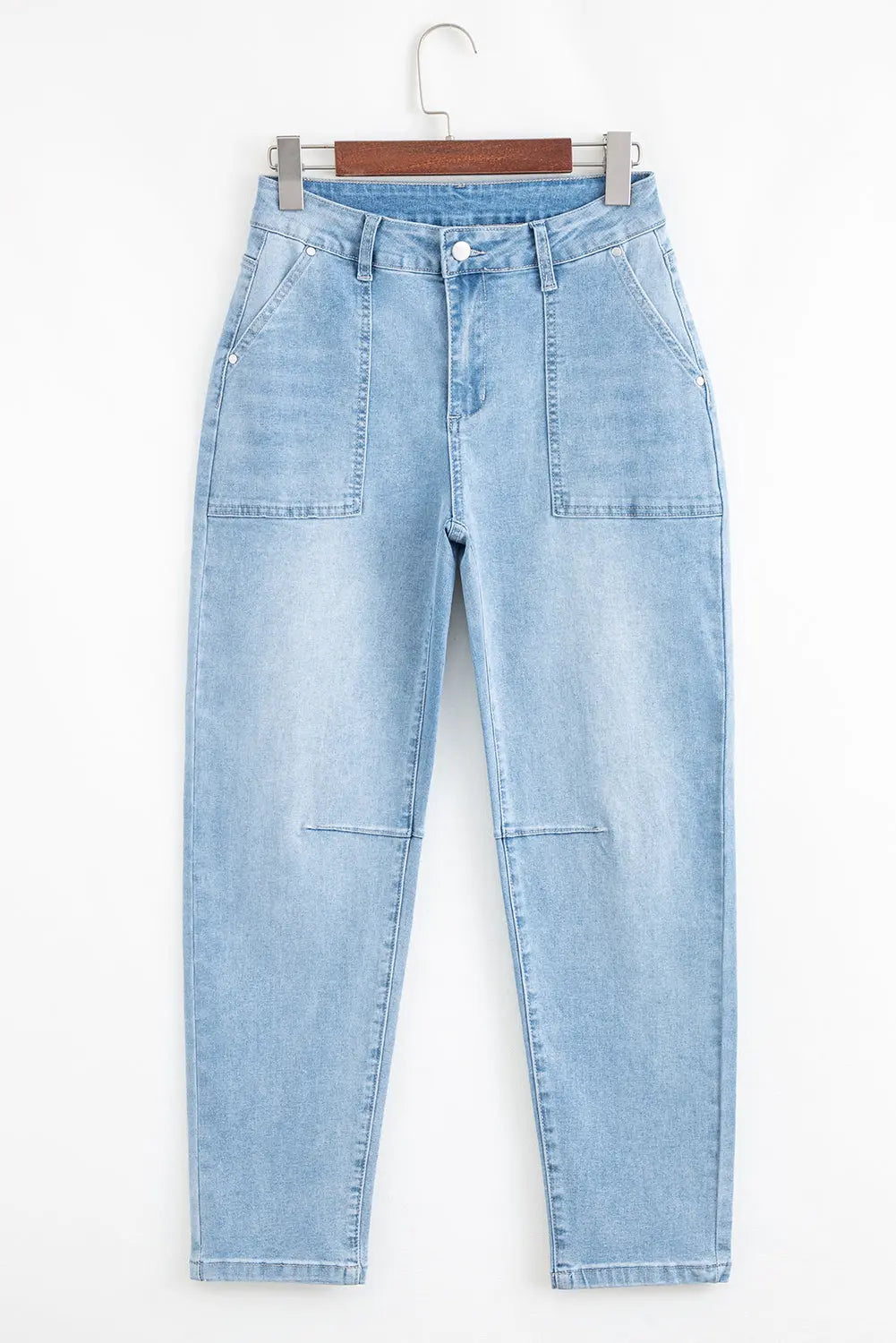 Beau Blue High Rise Barrel Relaxed Patch Pocket Jeans Dear-Lover Dropshipping