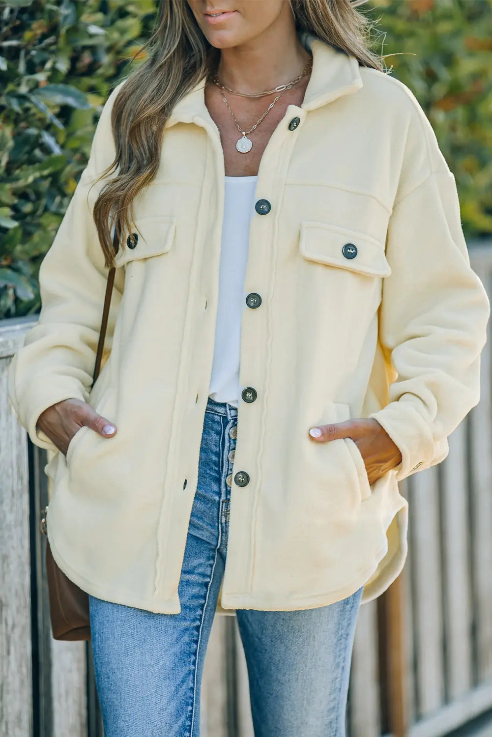 Beige Turn Down Collar Buttoned Shirt Jacket Dear-Lover Dropshipping