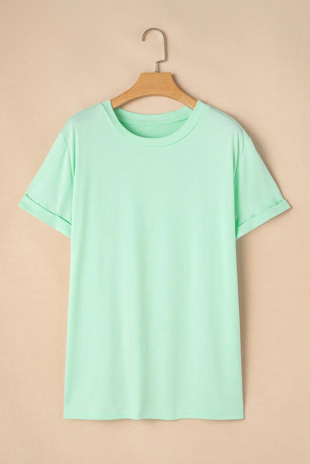 Iceland Blue Round Neck Rolled Sleeve Plus Size T-shirt Dear-Lover Dropshipping