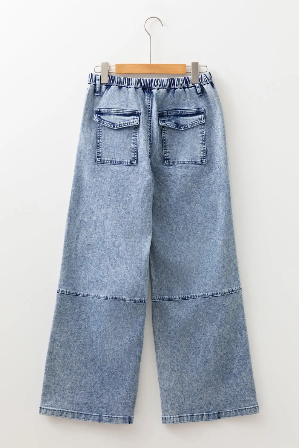 Ashleigh Blue Acid Wash Exposed Seam Drawstring Elastic Waistband Jeans Dear-Lover Dropshipping