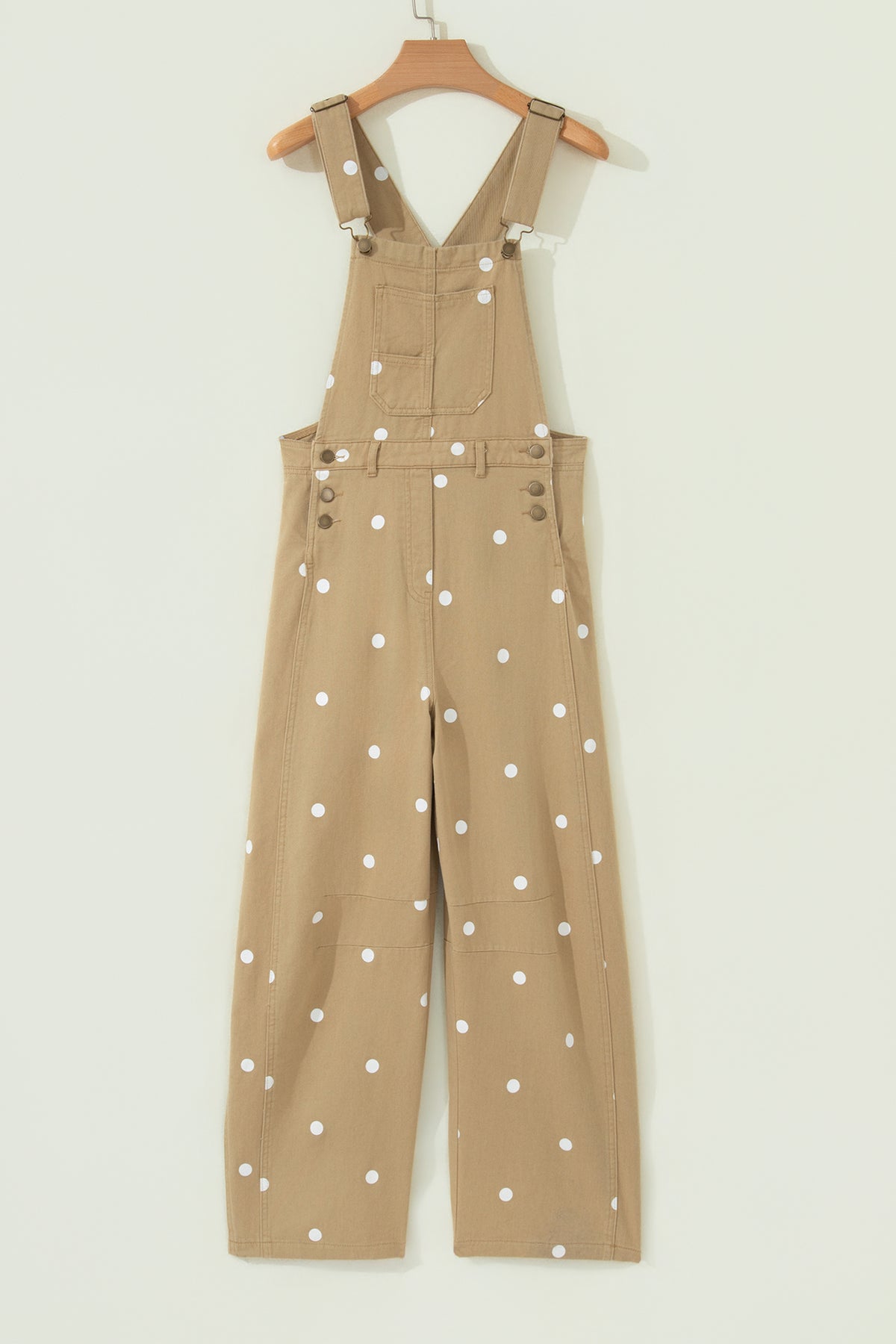 Phalaenopsis Polka Dot Print Bib Pocket Denim Barrel Overalls Jumpsuit