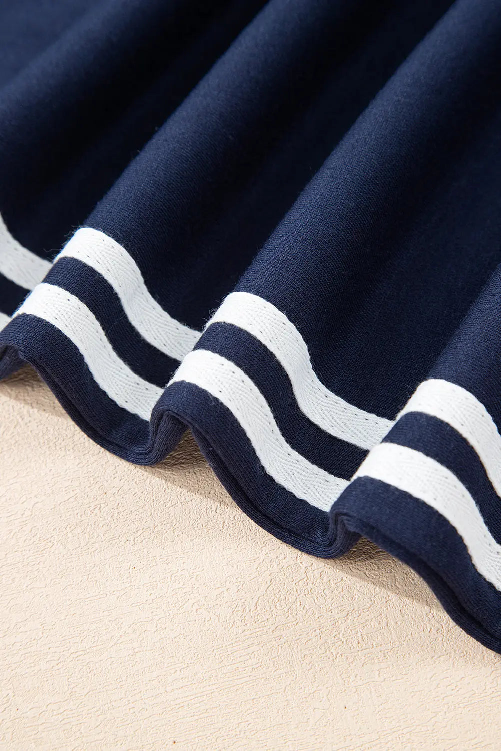 Dirty blue Varsity Striped Detail Crewneck Pullover Elastic Sweatpants 2pcs Outfit Dear-Lover Dropshipping