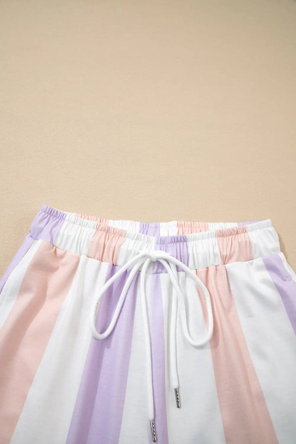 Purple Stripe Multicolored Print Drawstring Loose Pants with Side Pockets Dear-Lover Dropshipping