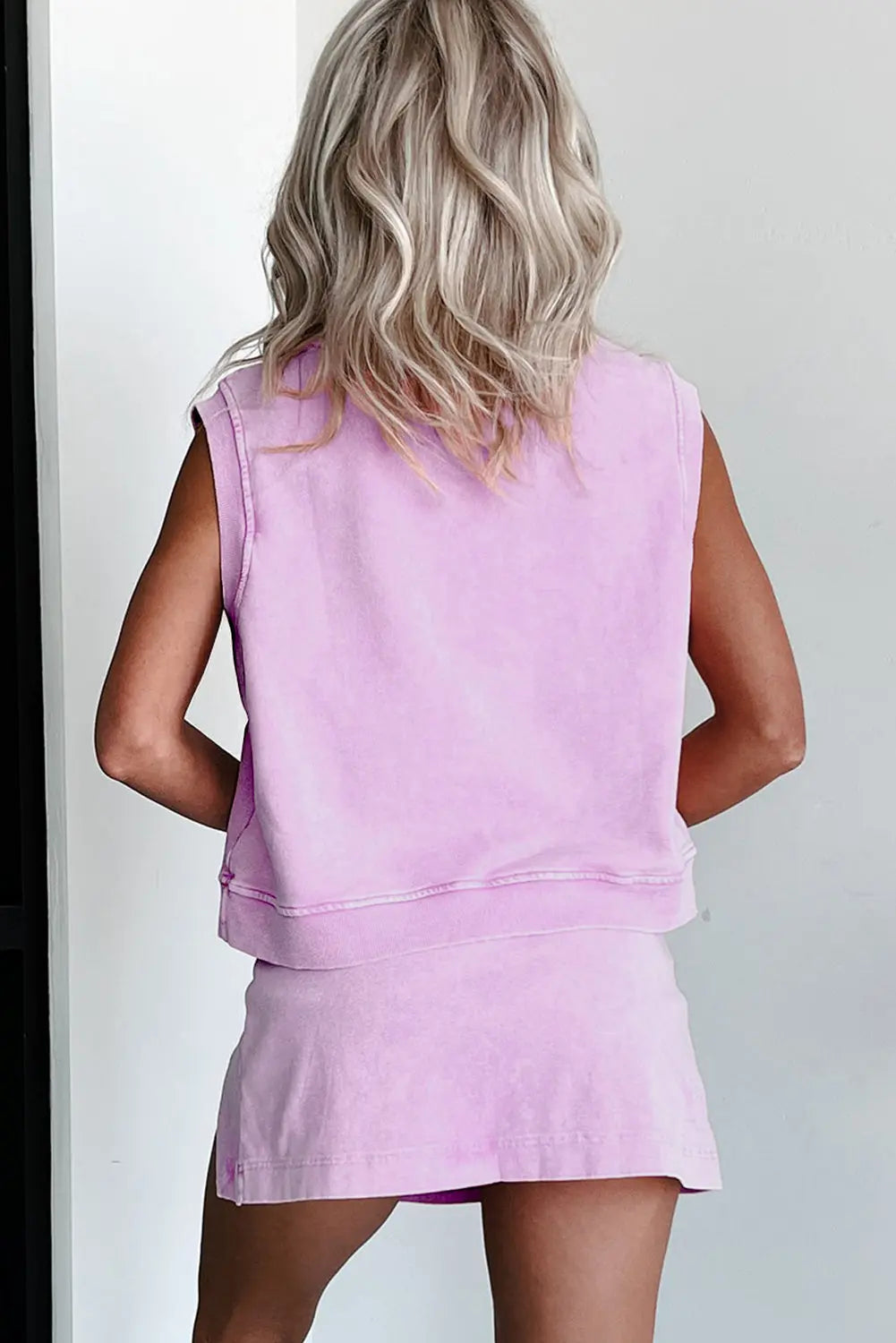 Phalaenopsis 2 Pieces Mineral Wash Cotton Tank Top Lined Split Skirt Set Dear-Lover Dropshipping