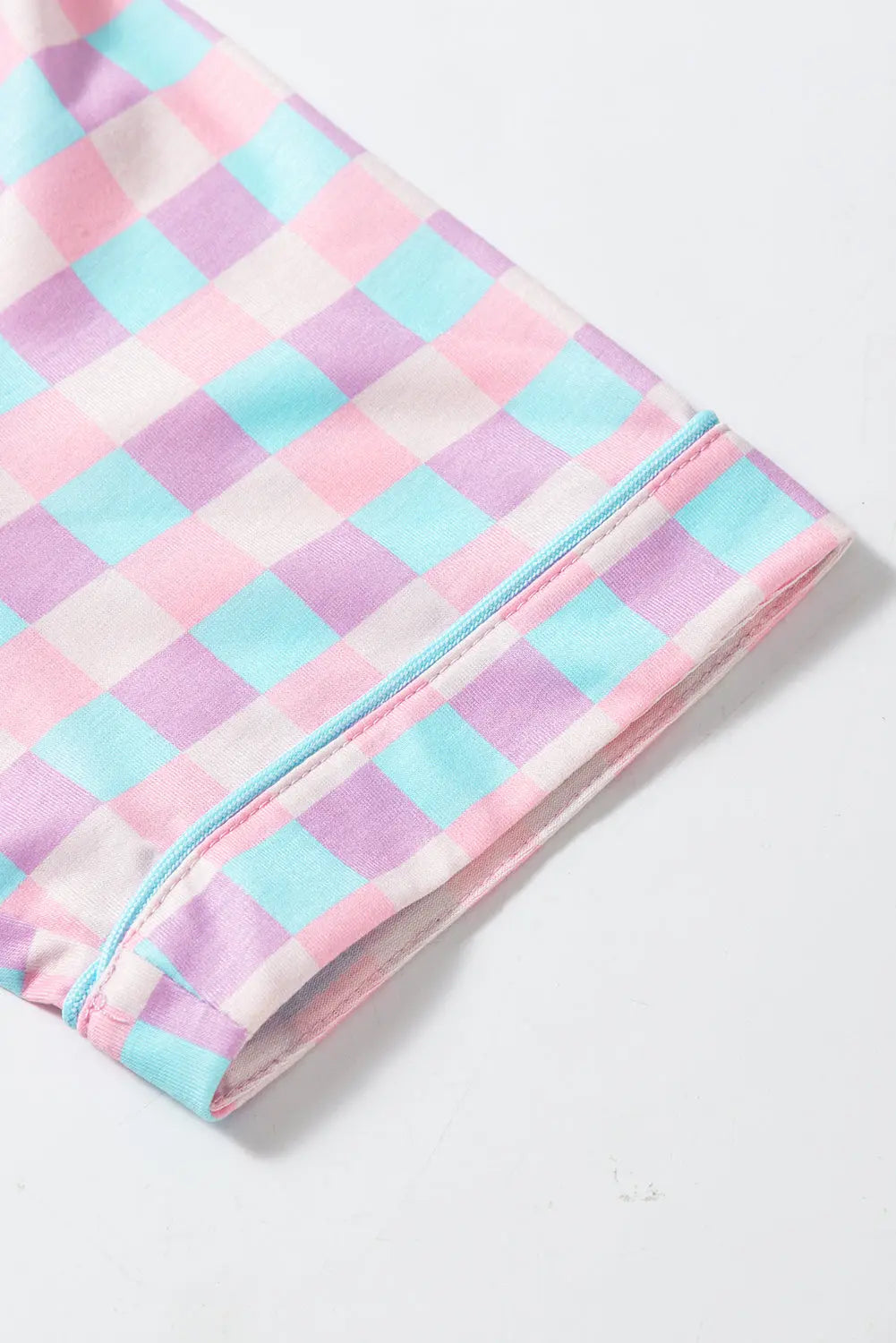 Purple Checkered Pattern Short Sleeve Pajamas Set Dear-Lover Dropshipping
