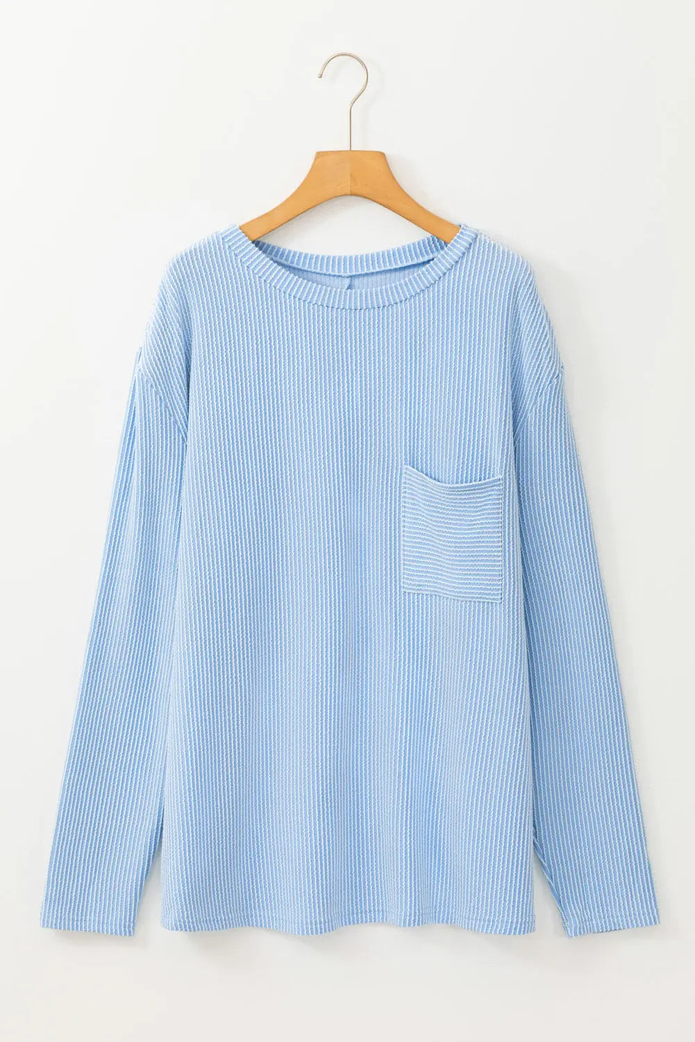 Myosotis Plus Size Ribbed Textured Long Sleeve T Shirt Dear-Lover Dropshipping