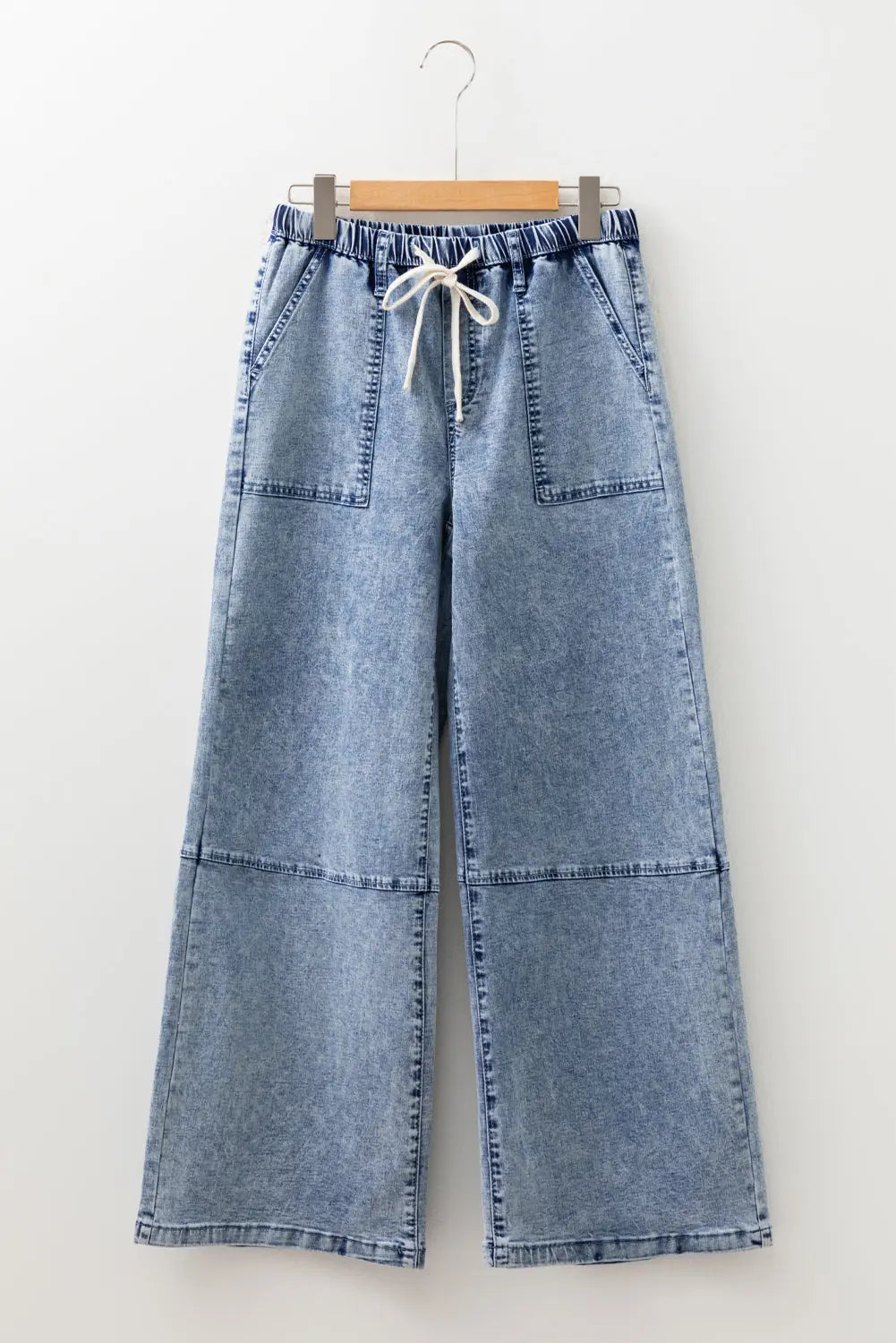 Ashleigh Blue Acid Wash Exposed Seam Drawstring Elastic Waistband Jeans Dear-Lover Dropshipping