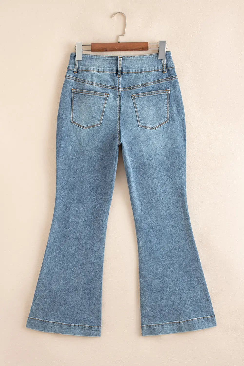 Dusk Blue 2 Button High Waist Piping Trim Bootcut Jeans Dear-Lover Dropshipping