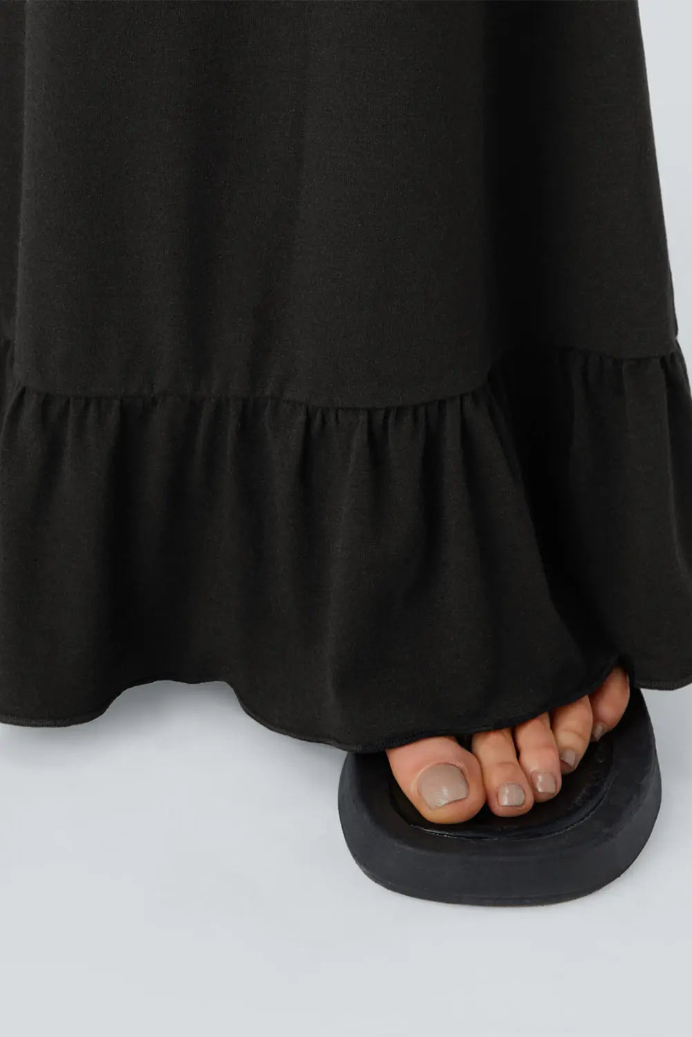 Black Ruffled Wide Leg Pull On High Waist Pants with Pockets Dear-Lover Dropshipping