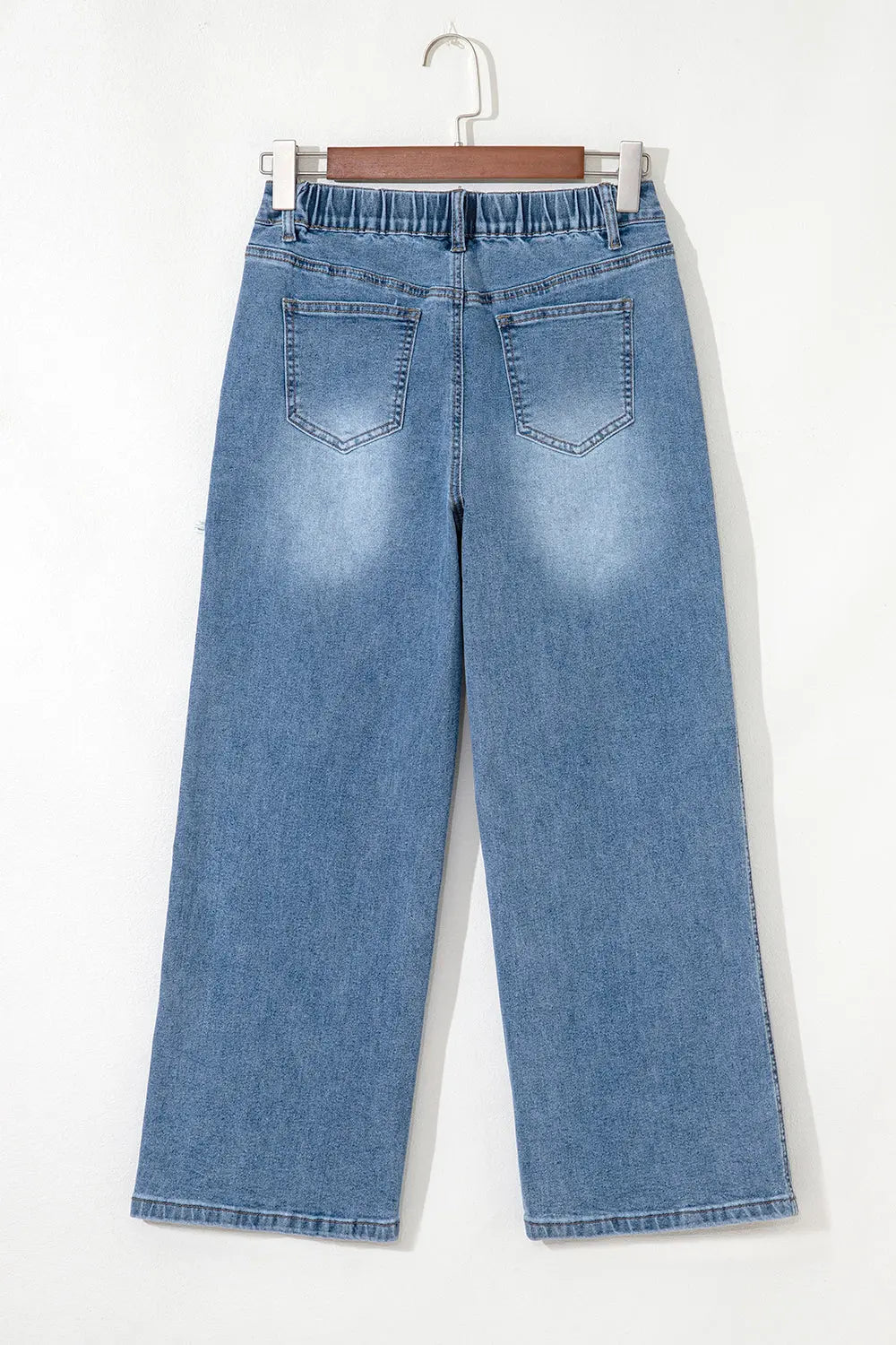 Stone Blue Star Patchwork Cropped Wide Leg High Waist Jeans Dear-Lover Dropshipping