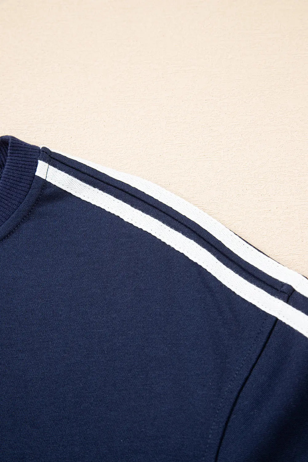 Dirty blue Varsity Striped Detail Crewneck Pullover Elastic Sweatpants 2pcs Outfit Dear-Lover Dropshipping