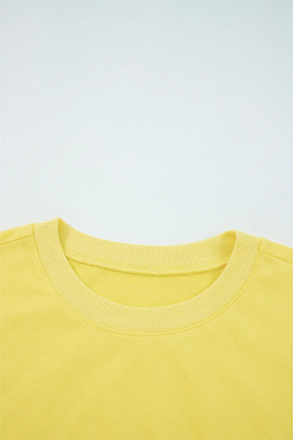 Yellow Cream Drop Shoulder Puff Sleeve Crop Pullover Drawstring Wide Leg Pants Set Dear-Lover Dropshipping