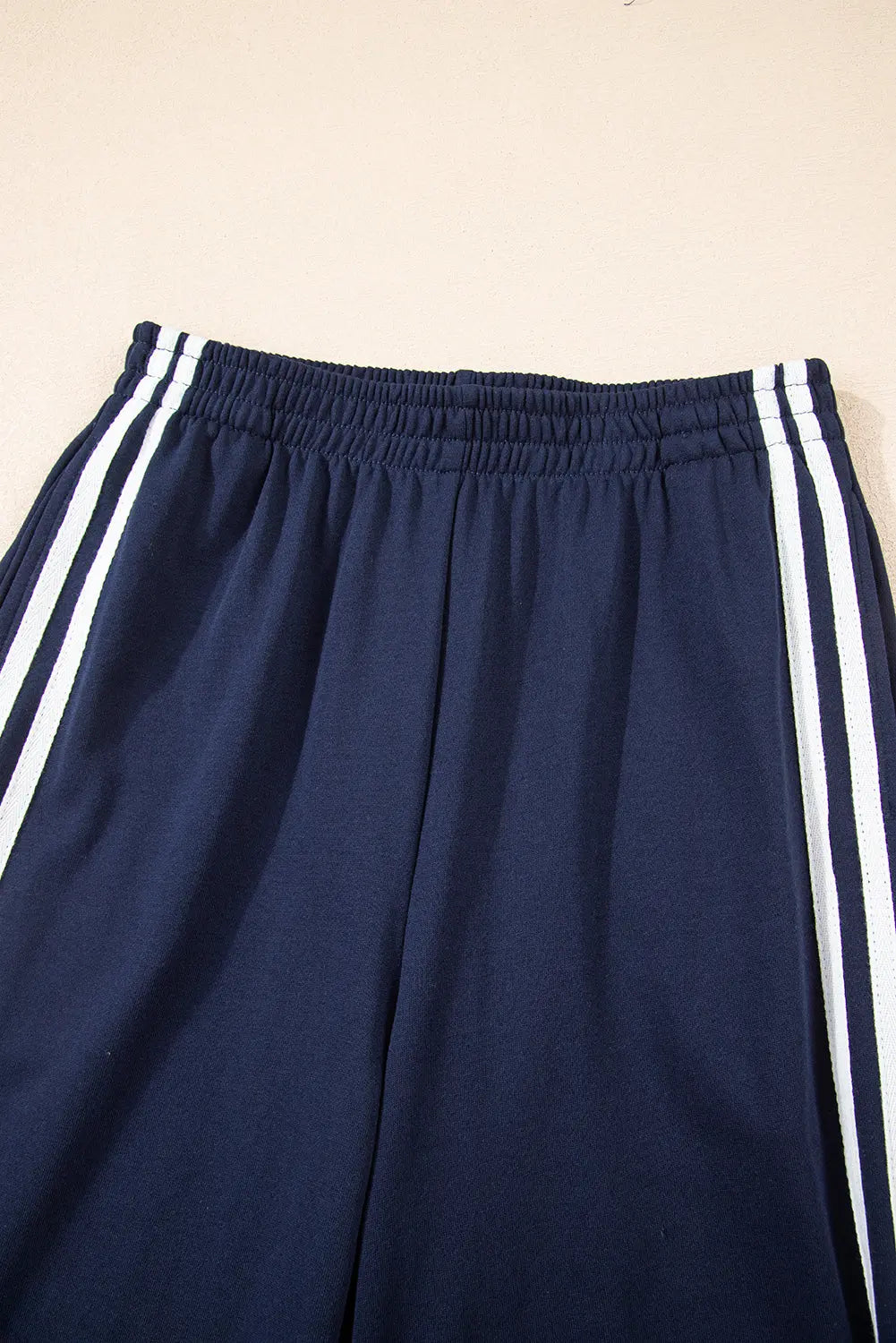 Dirty blue Varsity Striped Detail Crewneck Pullover Elastic Sweatpants 2pcs Outfit Dear-Lover Dropshipping